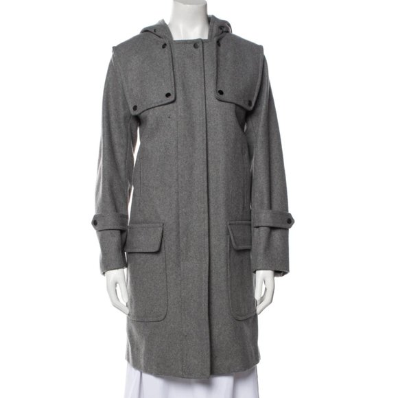 A.L.C. / HOODED WOOL-BLEND COAT / Grey / Small - Picture 4 of 16